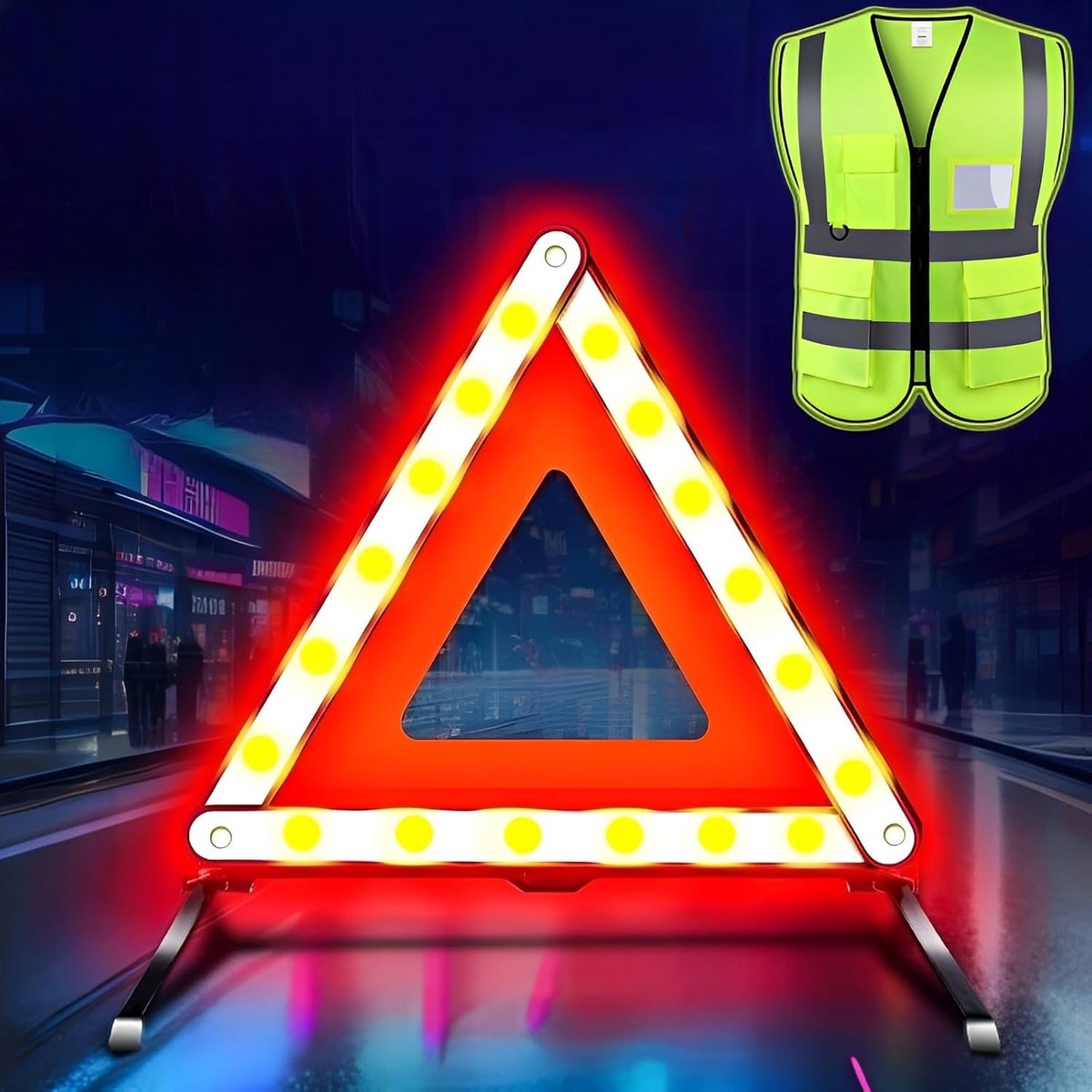 Veiligheidsset voor Auto - Gevarendriehoek en Veiligheidsvest - Voor Alle Voertuigen