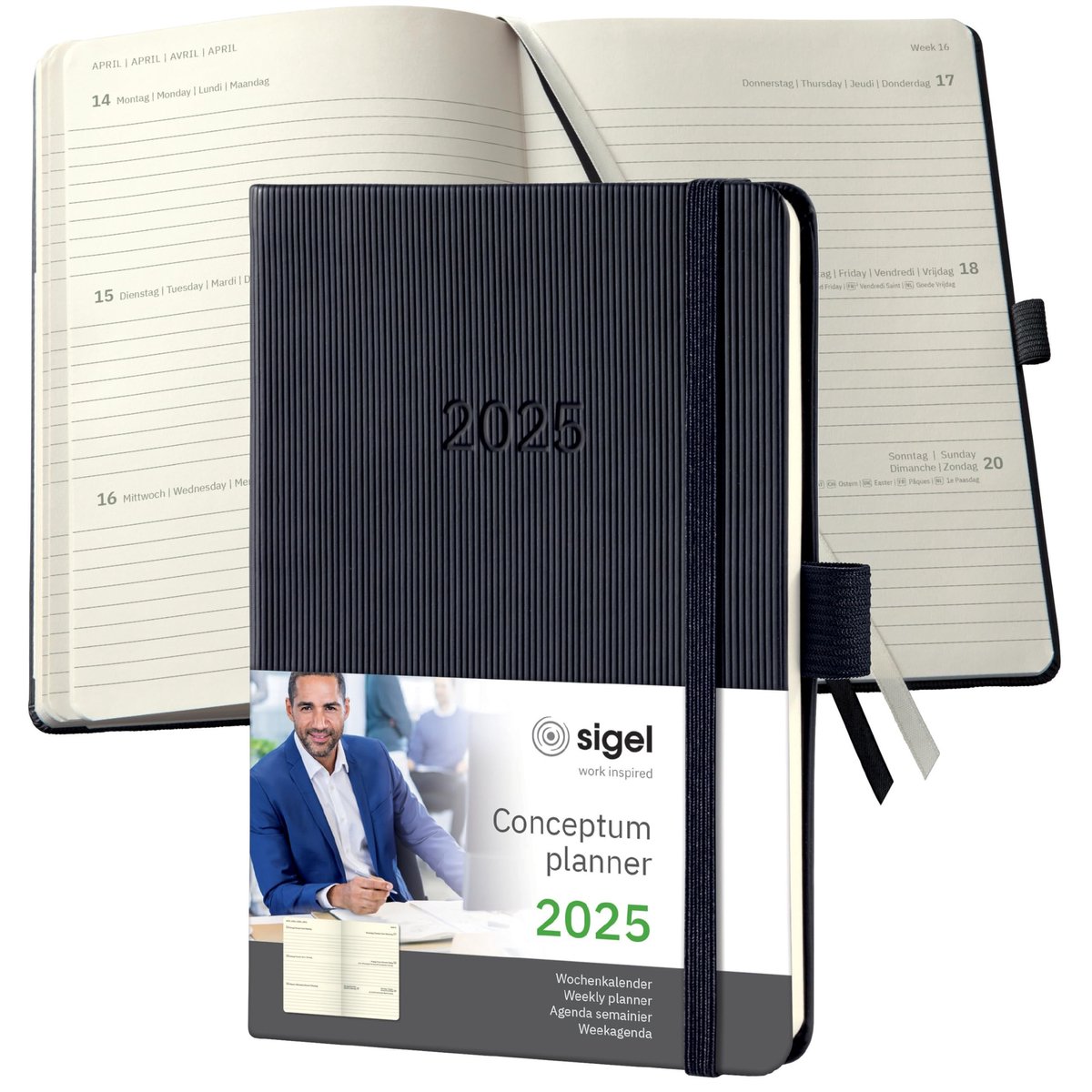 Elzusha - Conceptum Wochenkalender 2025, A6, Zwart