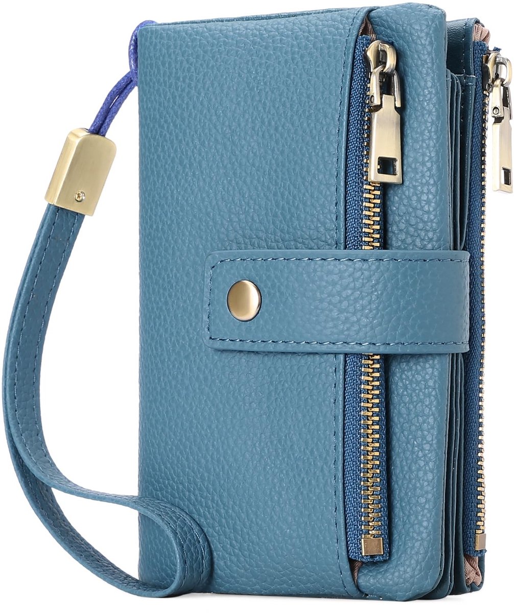 Elzusha - Vrouwen Portemonnee - Drievoudig Vouw - Beveiliging - Blauw