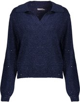 Geisha Trui Trui Met V Hals Lurex En Pailletten 64583-14 000675 Navy Dames Maat - XXL
