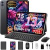 Grijze tablet met 13,4 inch scherm, 120Hz, Android 15, 10000mAh, 5G WiFi. Toont specificaties: 24GB RAM, 256GB+1TB opslag, Widevine L1, Netflix.