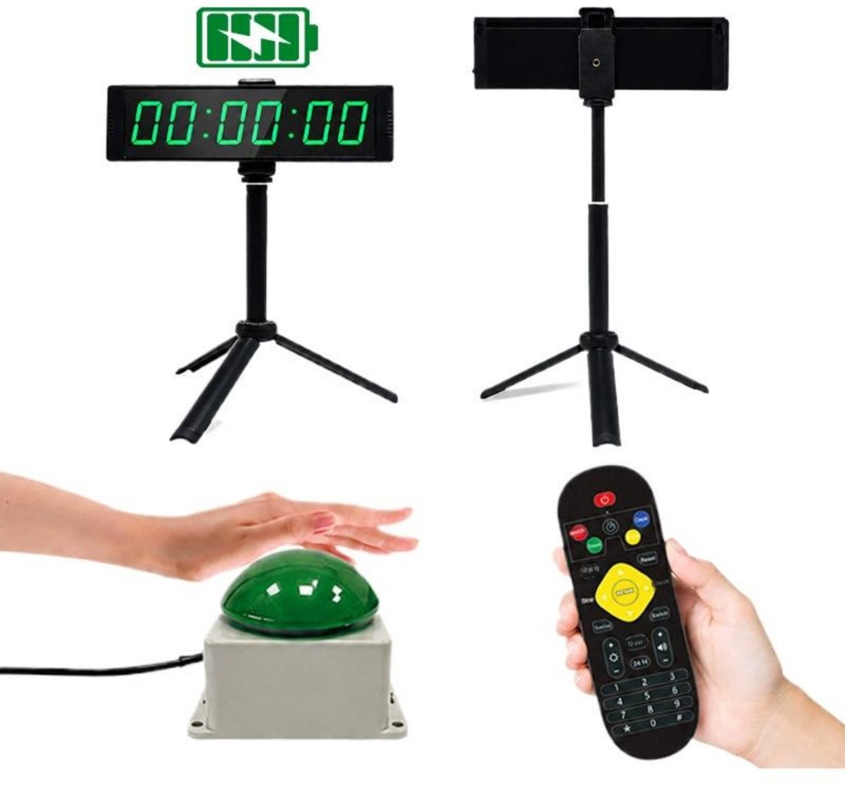 SSTRWGOOD Eierwekker - Digitale Stoppuhr met Start-/Stoptoets - 12/24U LED Wandklok - Interval Timer Geschikt voor Fitness, Sport en Thuisgebruik - Kunststof - Inclusief Afstandsbediening