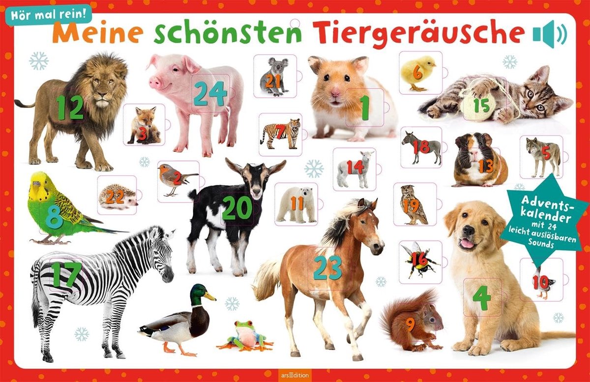 Adventskalender - 24 Sounds - Geluidskalender met Dierengeluiden - Voor Kinderen en Gezinnen