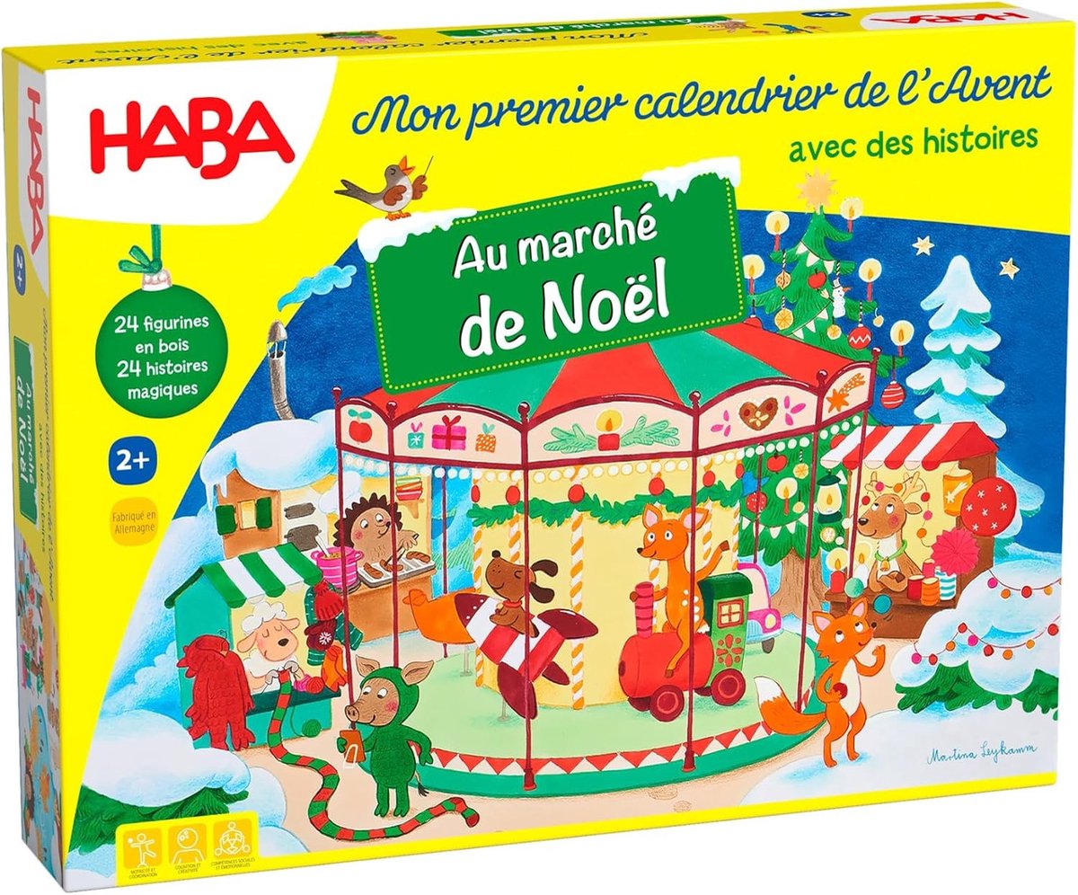 Adventskalender - Hout - 24 Delige Set Met 3D Kerstmarkt Speeldecoratie - Voor Kinderen Vanaf 2 Jaar