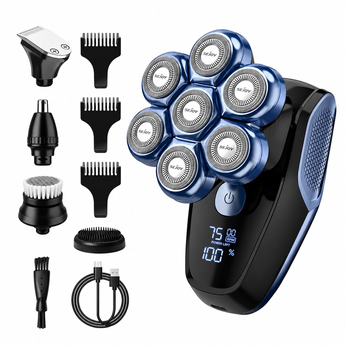 Zerova Scheerapparaat Mannen - Elektrische scheerapparaat - Waterdichte Hoofdscheerder - Neushaartrimmer - Baardtrimmer - Blauw