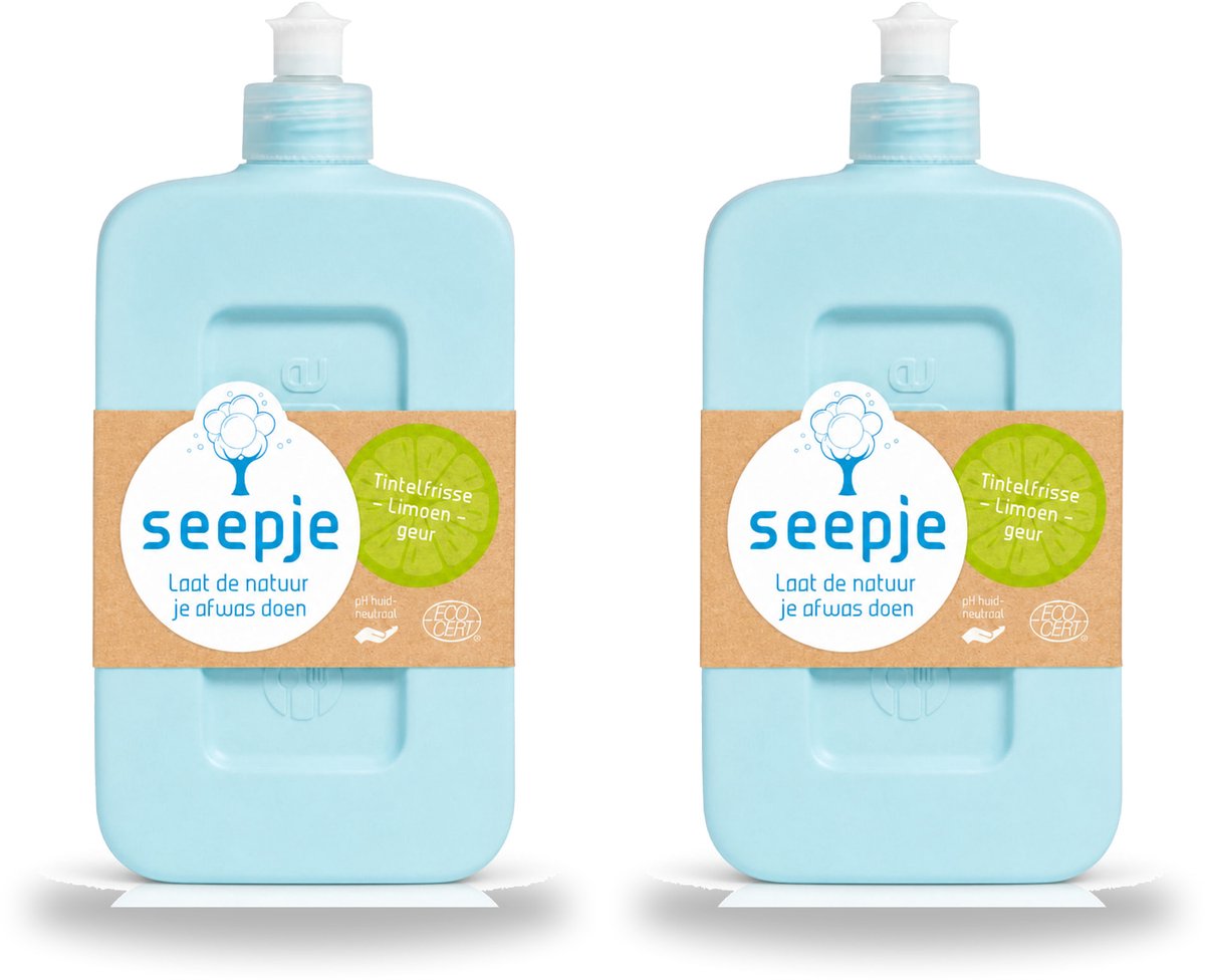 2 x Seepje - Afwasmiddel - Milieuvriendelijk - Tintelfrisse Limoen Geur - 500 ml - Voordeelverpakking - 2 stuks
