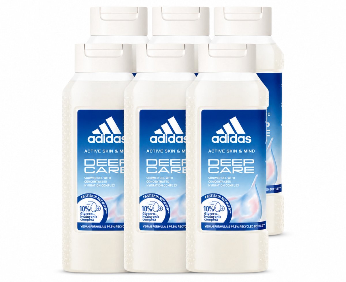 6 x Adidas – Douchegel – Active Skin & Mind Deep Care – 250 ml - Voordeelverpakking - 6 stuks