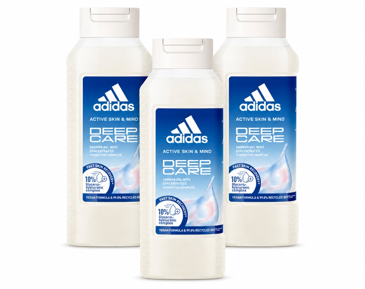 3 x Adidas – Douchegel – Active Skin & Mind Deep Care – 250 ml - Voordeelverpakking - 3 stuks