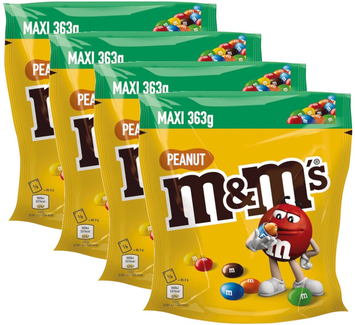 M&M Peanut Maxi - Multipack - Melk Chocolade Snoepjes - 1452g (4x363g)