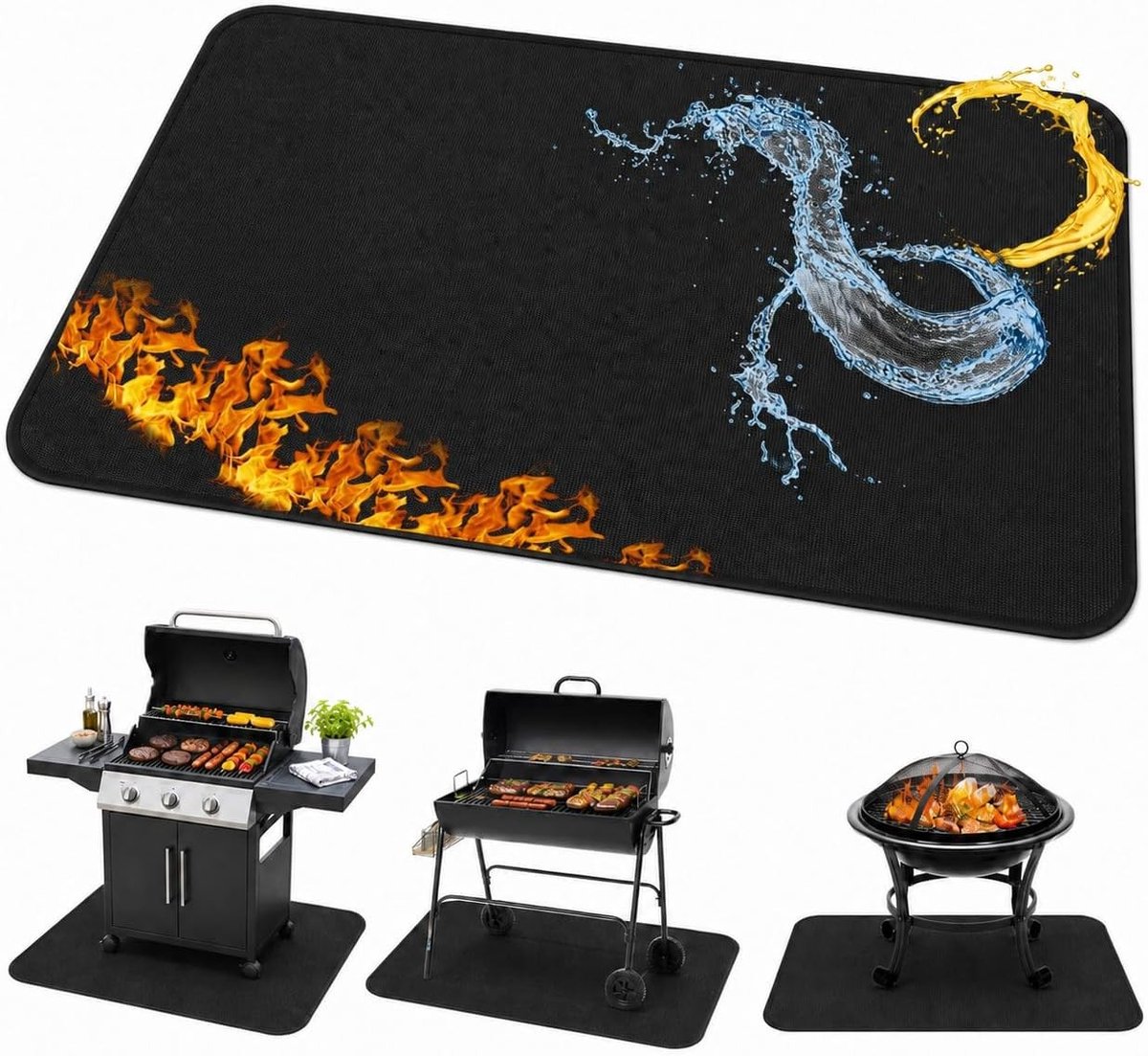 Hittebestendige Mat 48 x 76 cm - Vuurvaste Bescherming voor BBQ, Tuin en Kamperen met vonk- en vetbescherming tot 1.022 °F