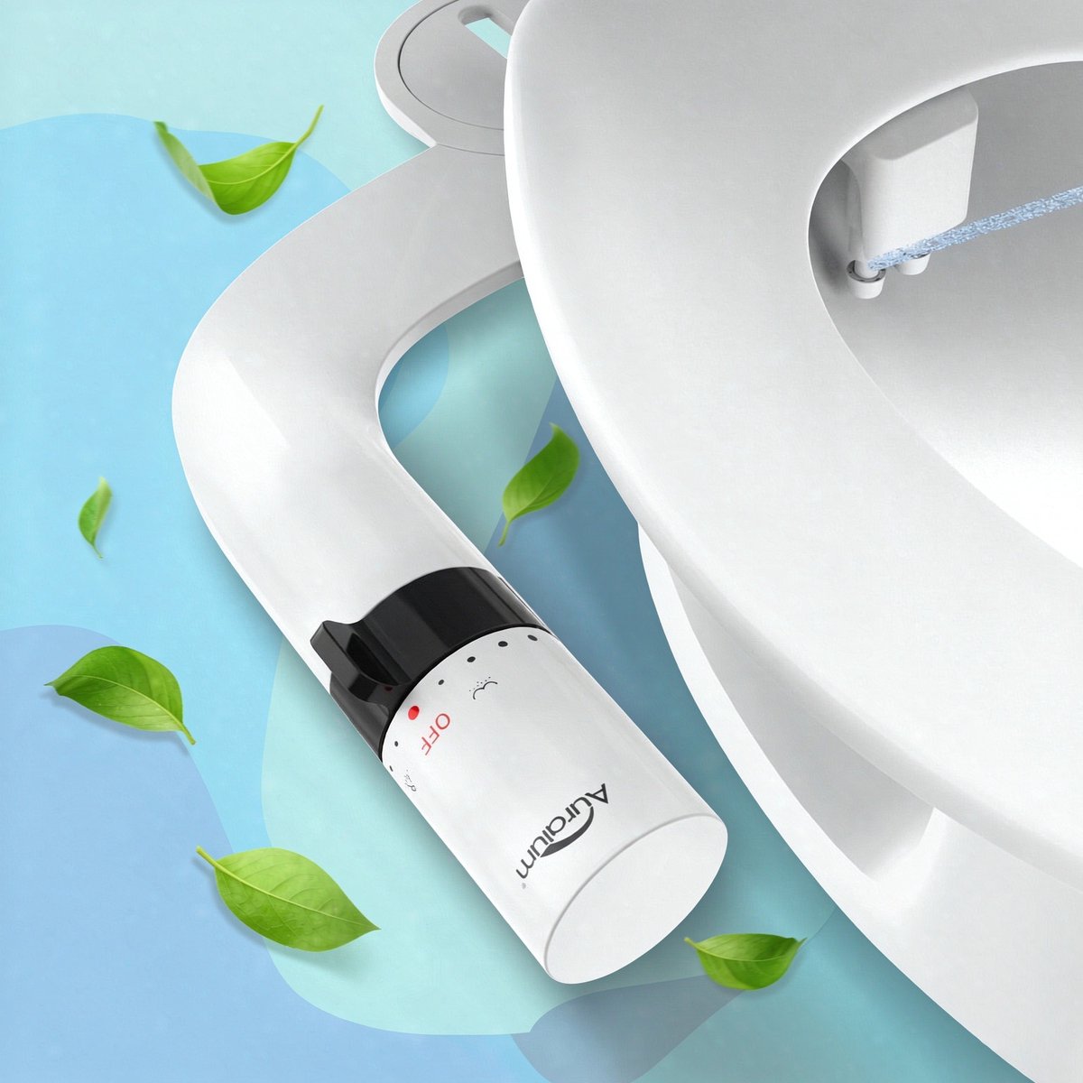 Auralum Max Luxe Ultra Slim Bidet Opzetstuk voor Toiletbril - Met 2 sproeikoppen - Verstelbare Waterdruk - Eenvoudig te Installeren - Intieme Verzorgin - RVS Aansluiting - Wit&Zwart