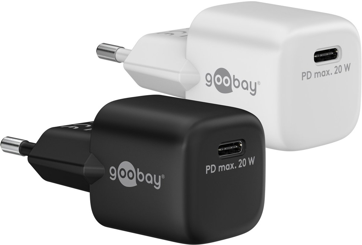 Goobay 20 W USB-C PD GaN-snellader Nano zwart, 1 x USB-C™-poort (Power Delivery)