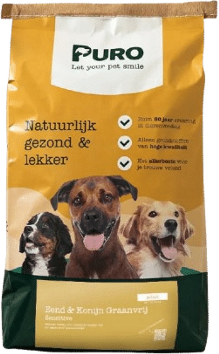 Puro Sensitive - Eend en Konijn graanvrij - Hondenvoer - 15 kg