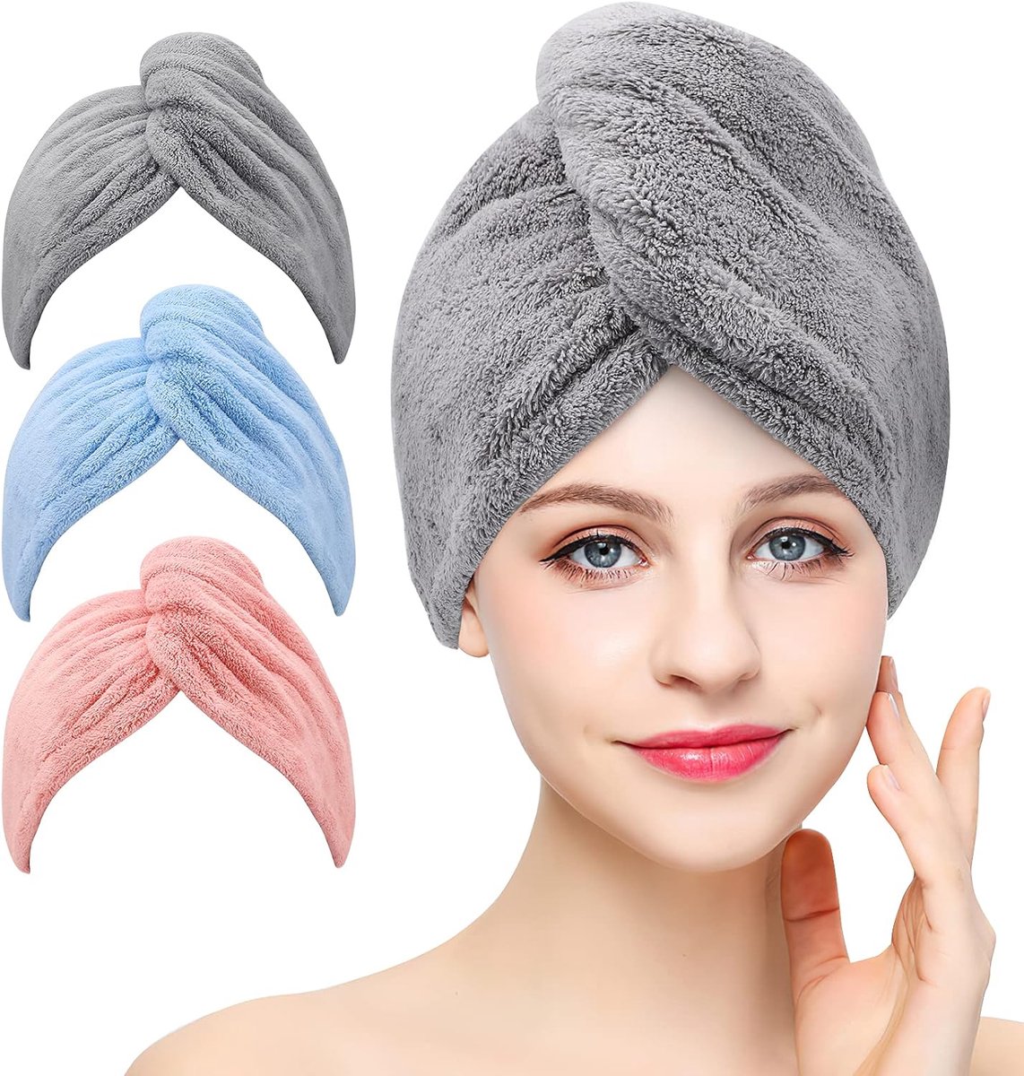 Haarhanddoek - Geschikt voor Roze Blauw - Grijs en Roze