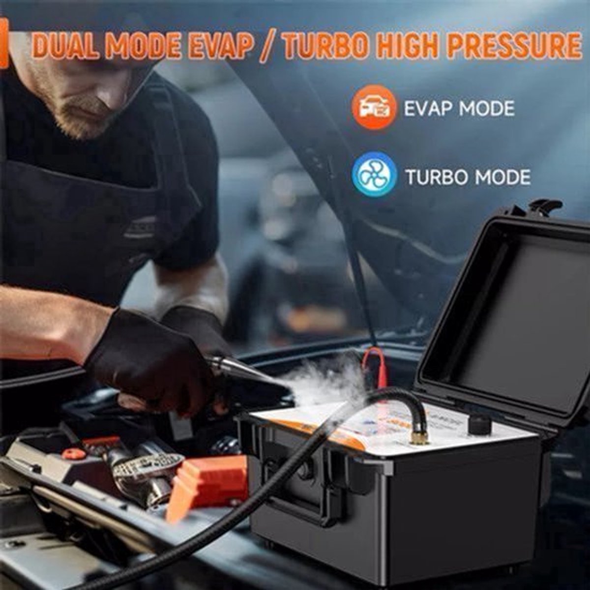 Automotive Mistmachine - Auto Rooklekdetector - EVAP Lekdetectie - Vacuüm Tester - 12V - 0.44-0.5 psi - Diagnostische Tool - Turbo Lektest - Diagnostische Analyzer met Geïntegreerde Luchtpomp - voor Auto's
