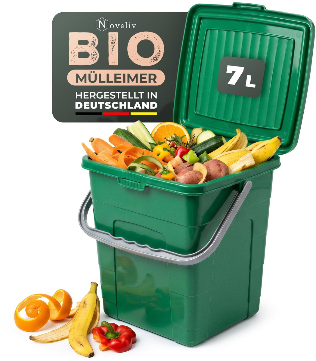 Elzusha - Organische Afvalbak van 7 Liter met Scharnierdeksel