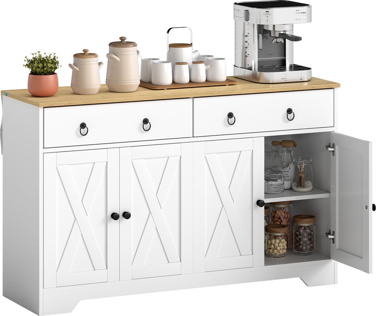 HOMCOM Dressoir - Spaanplaat - 121x37x75cm - Wit