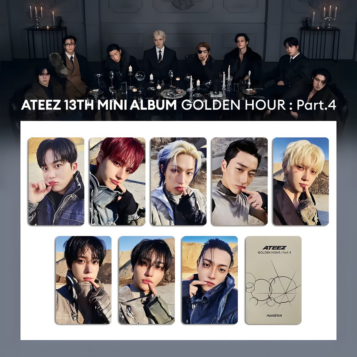 KPOP 8pcs/set ATEEZ Golden Hour Part.4 Photocard Desert Candlelight [Fotokaarten]