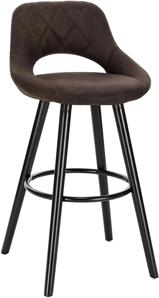 Klarven Barkruk Stof donkerbruin - Barkrukken Set van 2 - Barkrukken met Rugleuning - Bar Stool - Stevig houten frame, eenvoudig schoon te maken - Ergonomisch zitcomfort - B43xd43cm zithoogte 68cm
