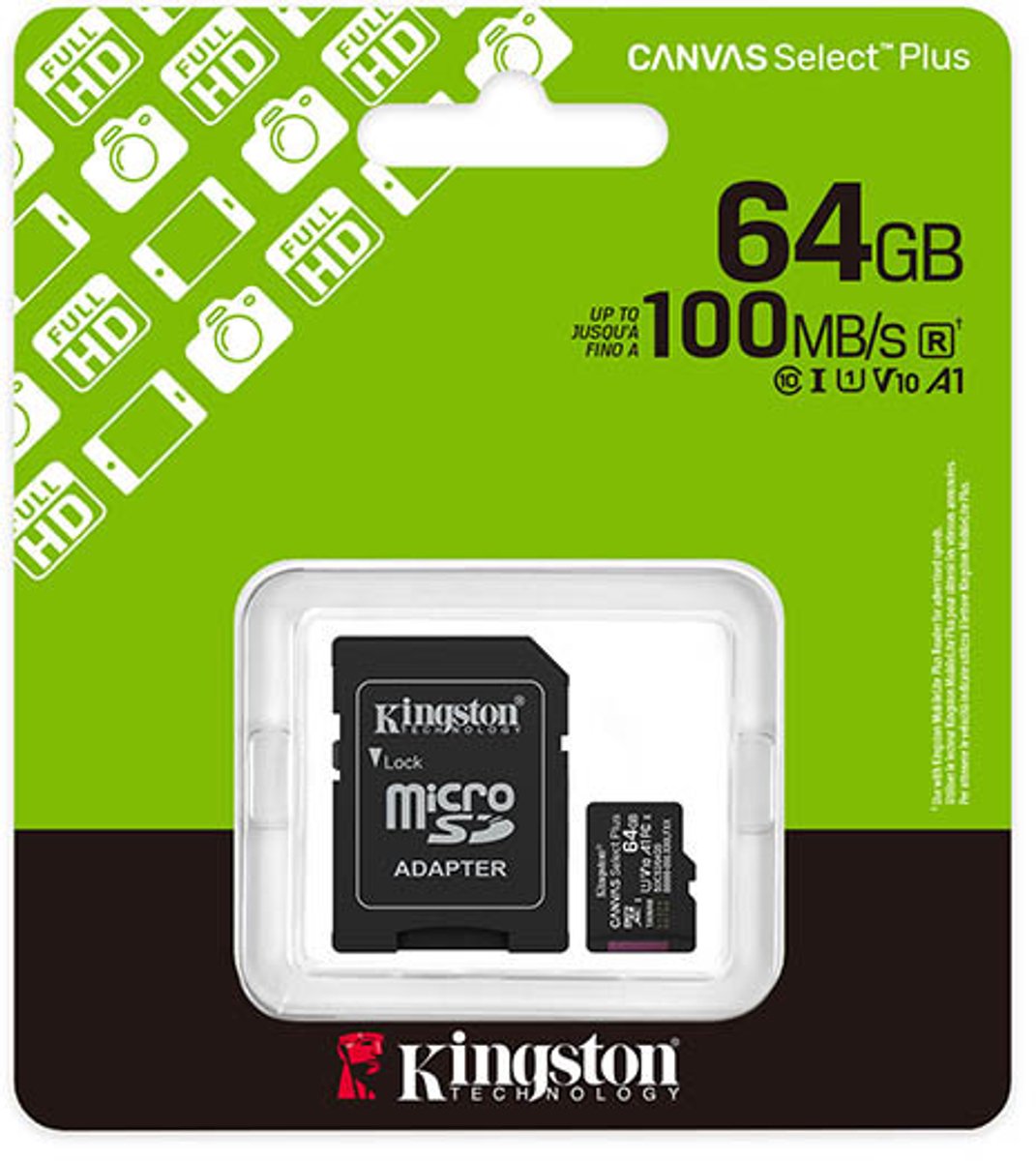 Kingston Canvas Select Plus microSD Card 10 UHS-I - 64GB - inclusief SD adapter