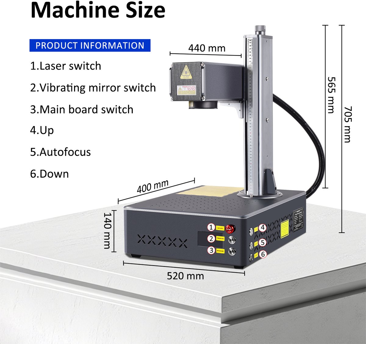 Graveermachine JPT MOPA E2 100W - 200mmx200mm Lens - 1064nm Laser - Voor Metalen Graveerpen - Desktop Lasergraveur