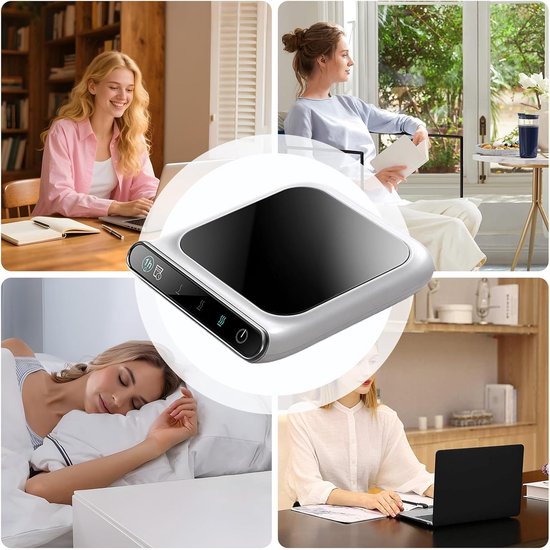 Koffiekopjeswarmer - Verwarmd 13,2 x 11,8 x 2 cm, onderzetter van ABS PC en siliconen, elektrische drankverwarmer met drie temperatuurregelingen, bekerwarmer voor thuis - wit — afbeelding 4