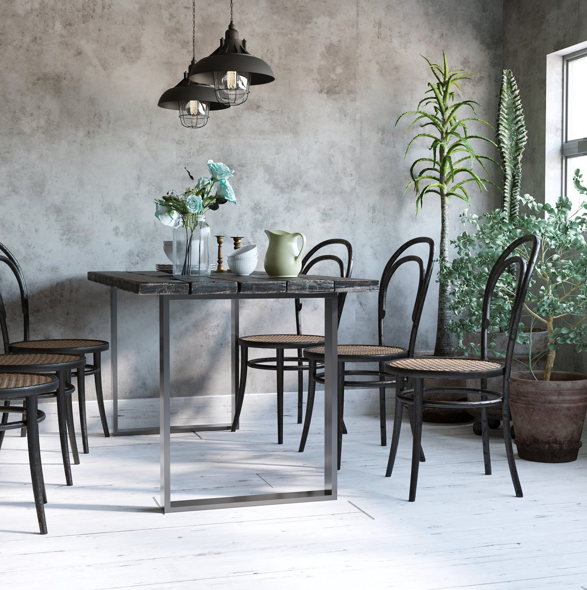 MODFU - Tafelpoot - Stalen Frame - Industrieel Ontwerp - Zwart - 60 X 8 X 72 Cm