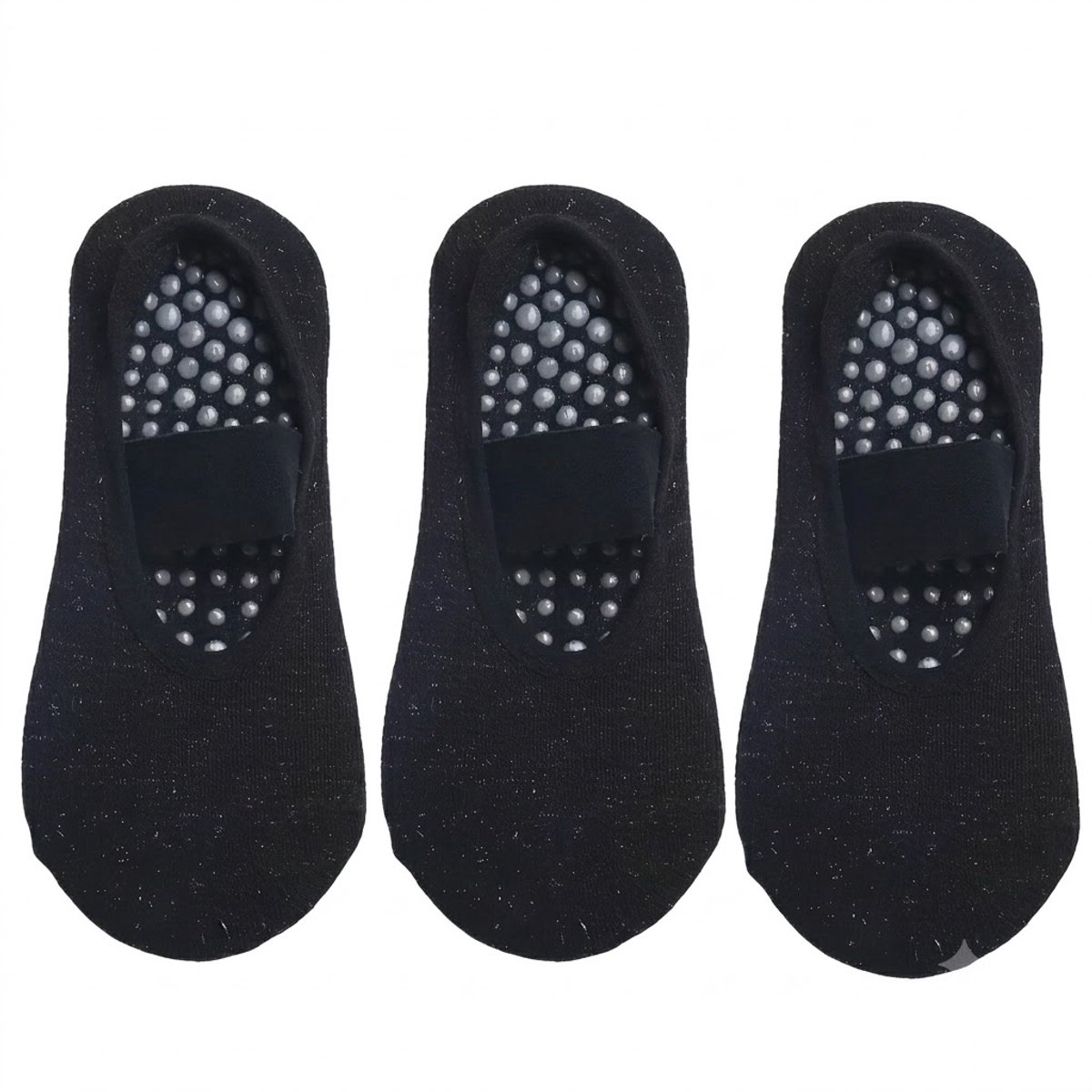 Zwart antislip pilates sokken dames 3 paar ademende yoga sokken met elastische wreefband siliconen antislip zool lage sokken voor pilates yoga barre dans fitness en vloeroefeningen maat 36-40
