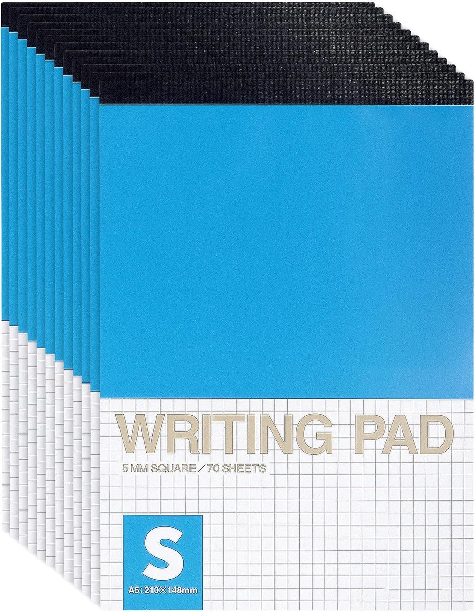 Notitieblokken A5 - Wit - 210 x 148 mm - Geruit Papier - Voor Kantoor, Huishouden en School