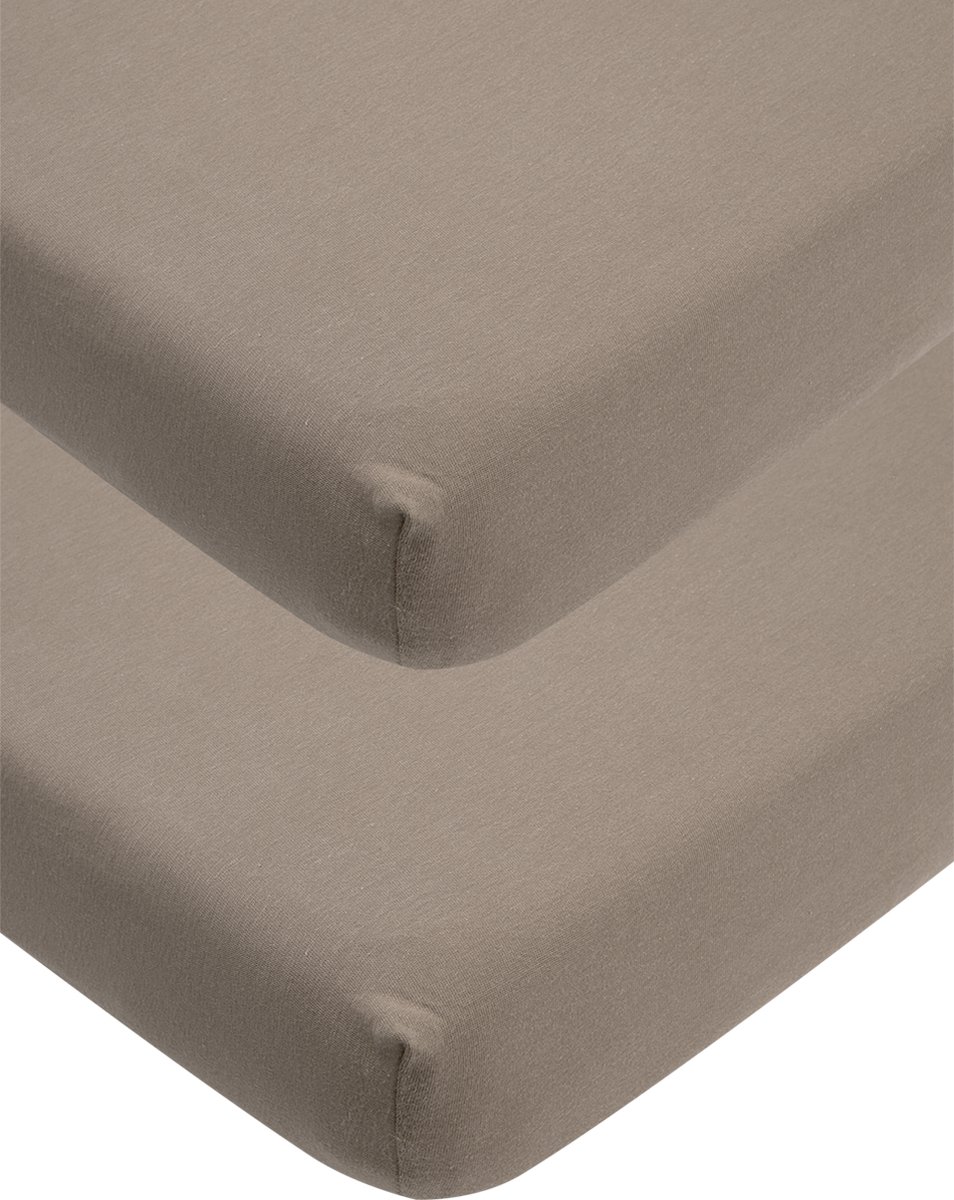 Meyco Baby Uni Hoeslaken Ledikant - 2-pack - Dark Taupe - 60x120cm