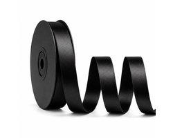 Dubbelzijdig satijnlint Zwart 9 mm x 25 m – OEKO-TEX® - Cadeaulint, textiellint & decoratielint