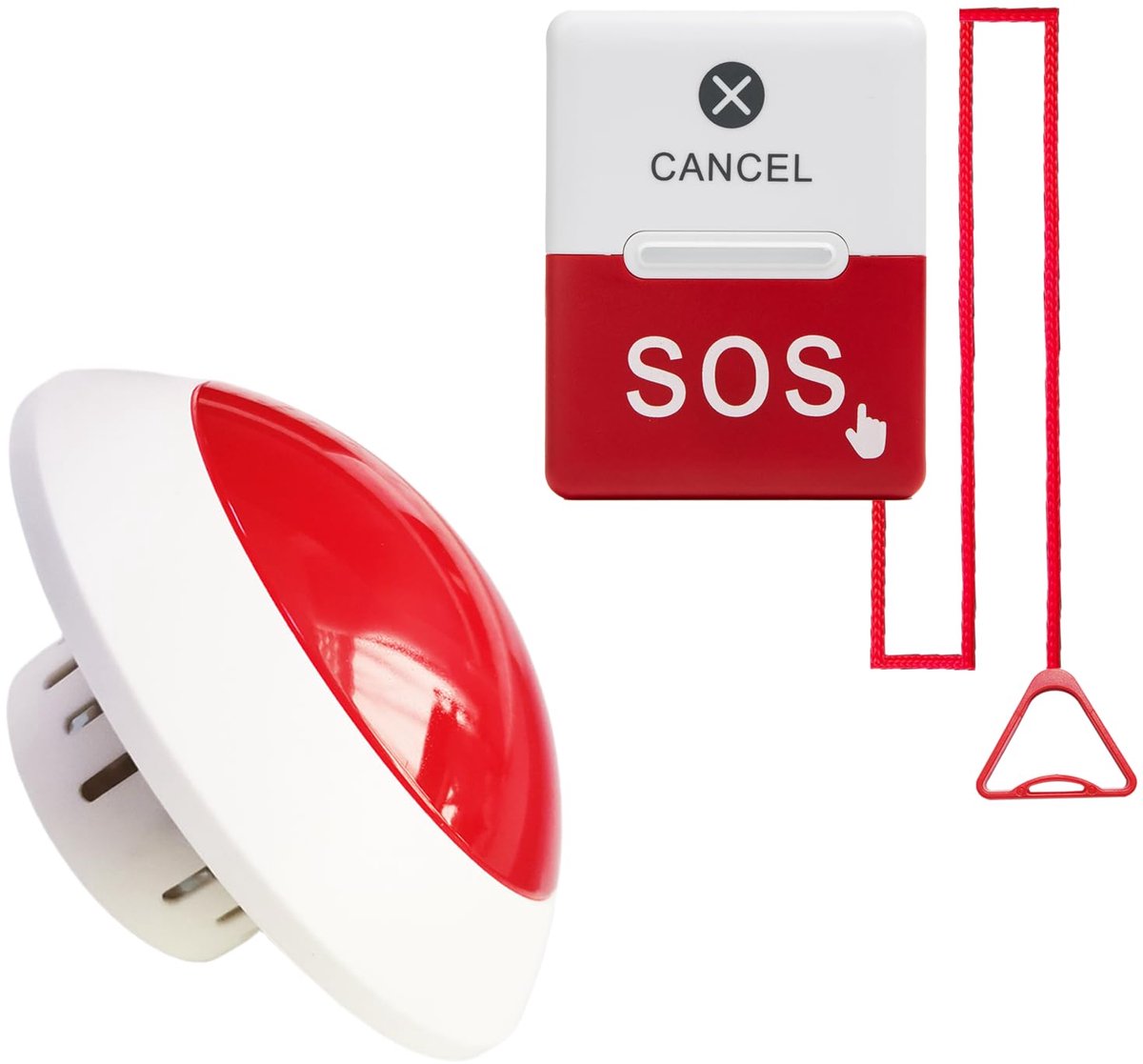 CYSSJF Gehandicapte Toilet Alarm Kit (1 SOS Pull Bell+1 Ontvanger) - Audible-Visual Alert, 2m Rood Noodkoord - ShopVlot