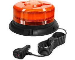 AnTom Ronde lamp 9 flitspatronen 12V 24V geel waarschuwingslicht led magneet met 3 meter kabel voor auto vrachtwagen - ShopVlot