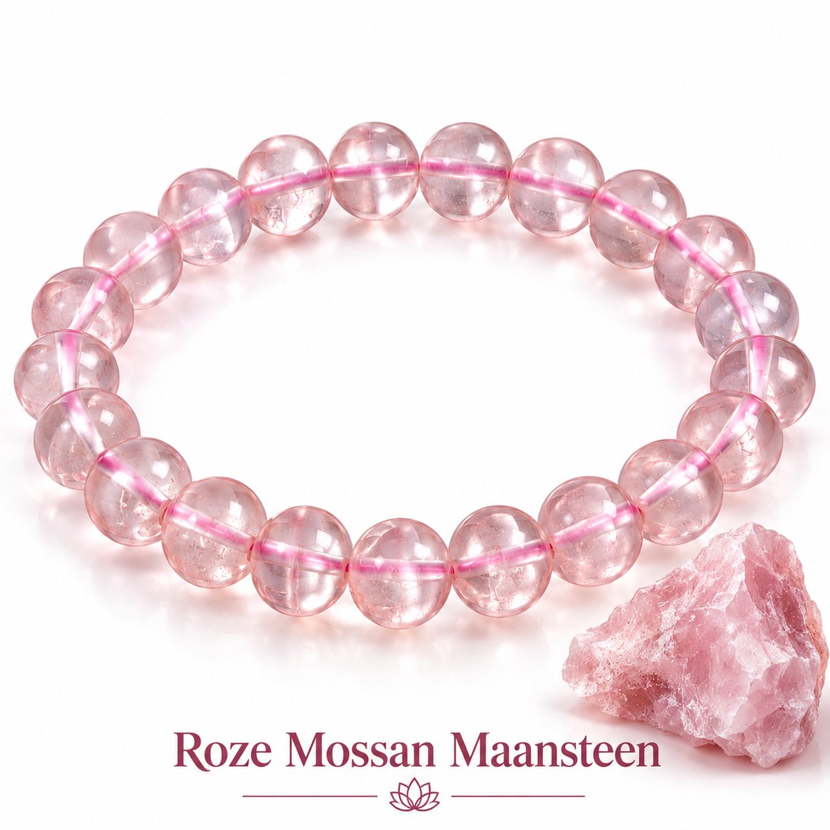 S4H® Premium Roze Mossan Maansteen Armband – 8 mm Kralen – 18 cm – AA/7A Quality Edelstenen Armband – Liefde, Intuïtie & Emotionele Balans