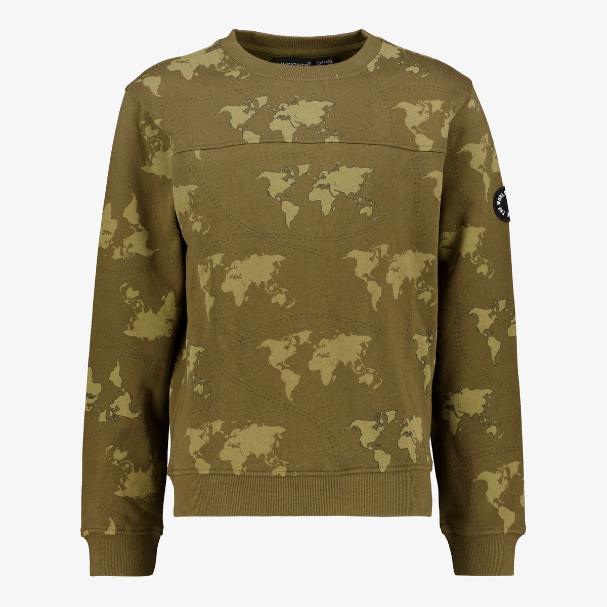 Unsigned jongens sweater met print olijfgroen - Maat 170