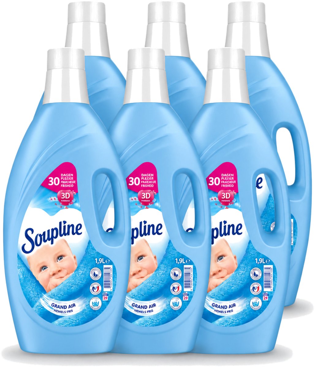 6 x Soupline – Wasverzachter – Hemels Fris – 1,9 L - Voordeelverpakking - 6 stuks