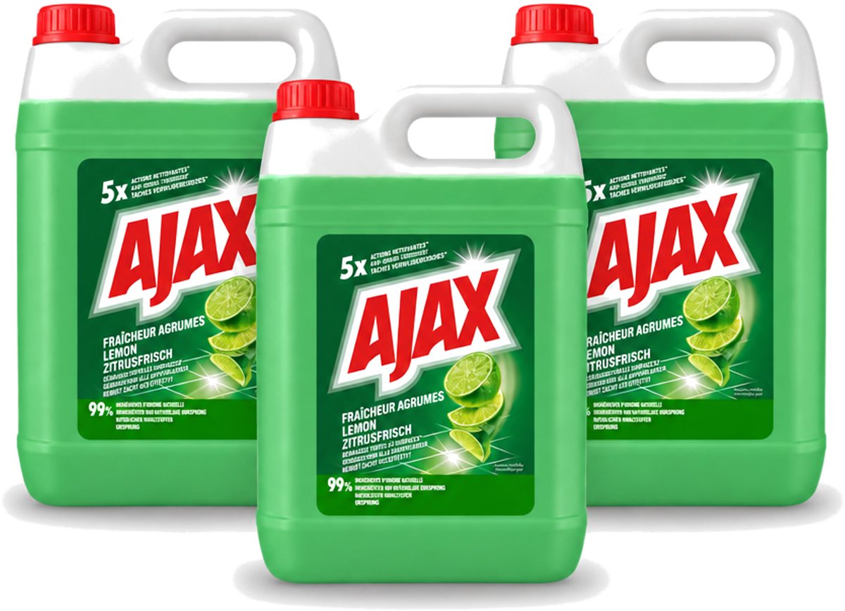 3 x Ajax – Allesreiniger – Limoen – 5000 ml - Bulkverpakking - 3 stuks