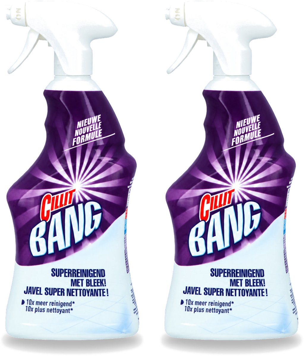 2 x Cillit Bang - Power Cleaner - Bleek & Hygiëne - Schoonmaakspray - Voor Vlekken en Aanslag - 750 ml - Bulkverpakking - 2 stuks