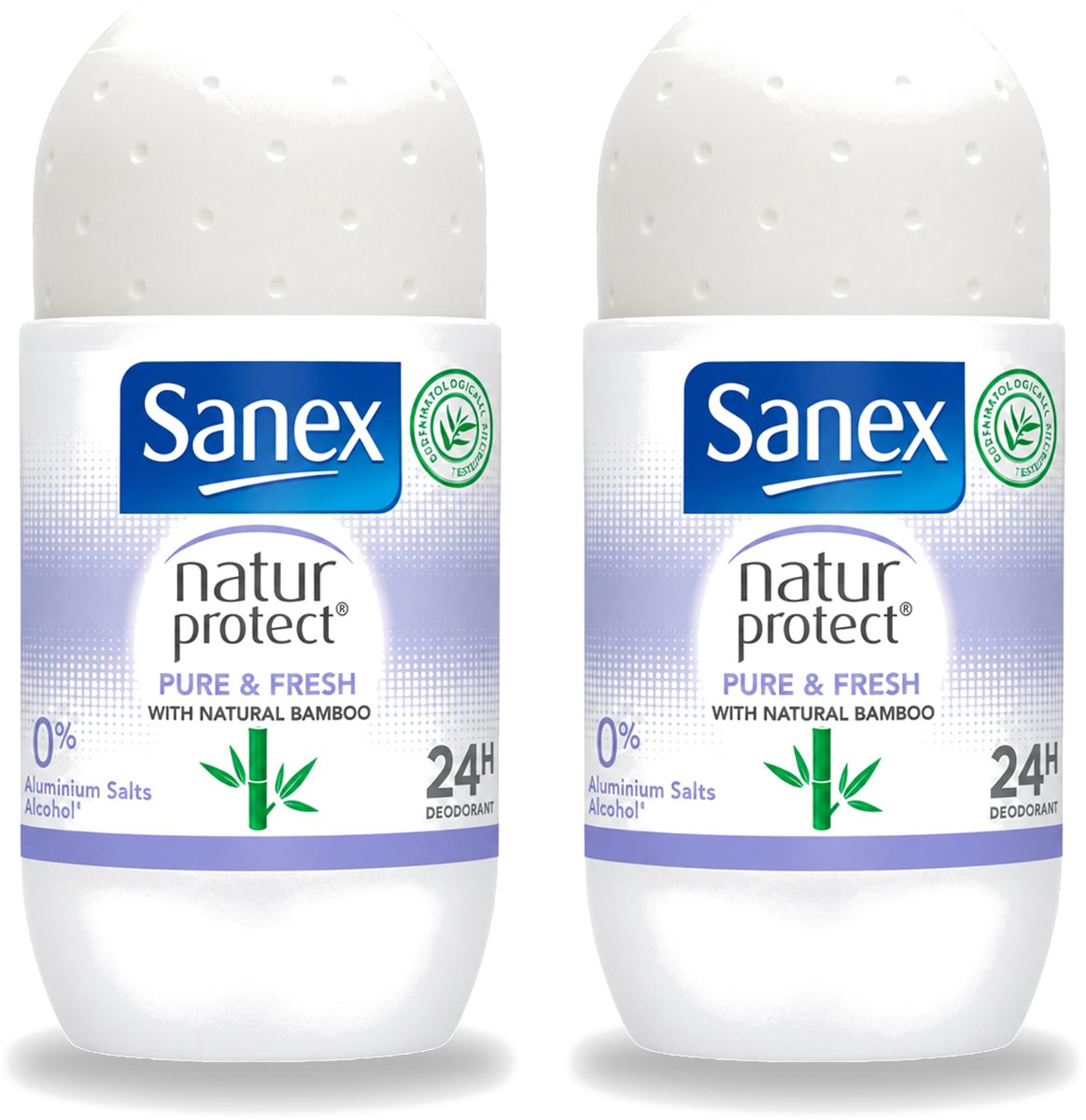 2 x Sanex Natur Protect - Deodorant Roller - Puur & Fris - Met Nattuurlijke Bamboo - 50 ml - Voordeelverpakking - 2 stuks