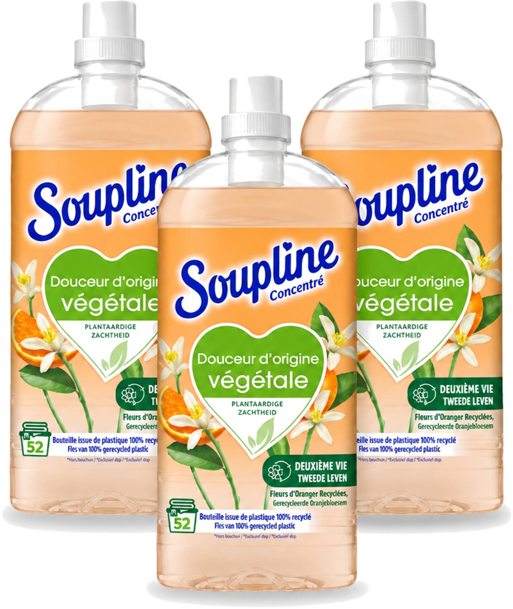 3 x Soupline - Wasverzachter - Oranjebloesem - 52 Wasbeurten - 1.3L - Voordeelverpakking - 3 stuks