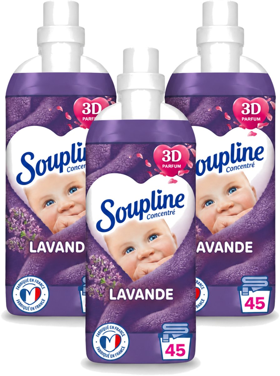 3 x Soupline - Wasverzachter - Lavendel - 45 Wasbeurten - 1L - Voordeelverpakking - 3 stuks