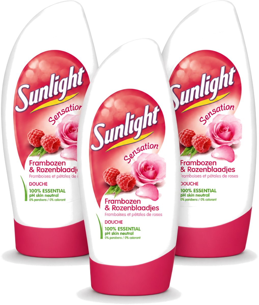 3 x Sunlight - Douchegel - PH Neutraal - Rozen En Frambozen - 250 ml - Voordeelverpakking - 3 stuks