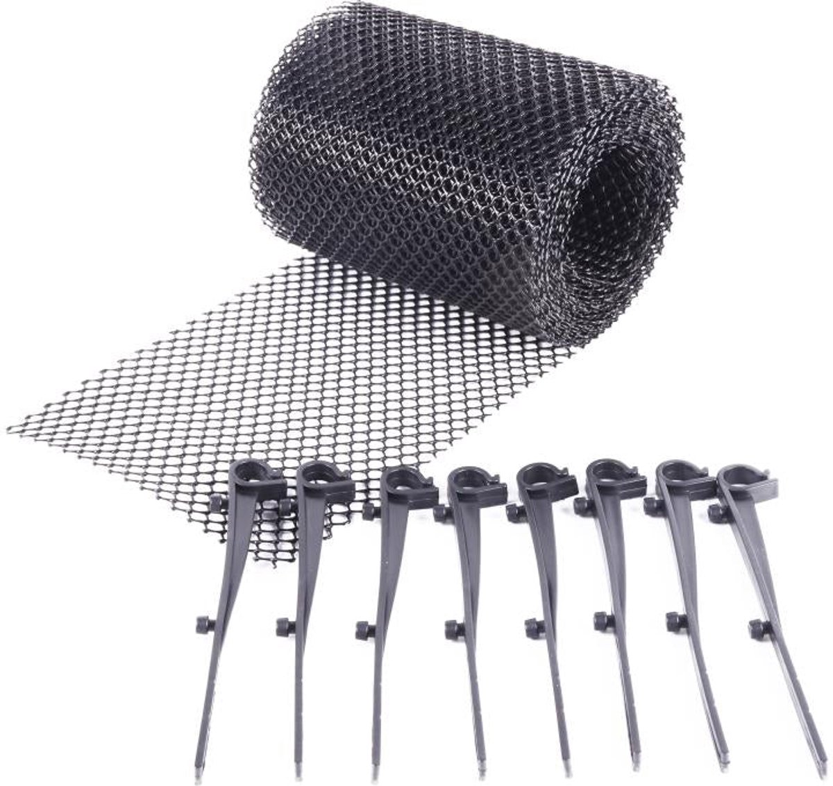 Bladvanger voor Dakgoot - 6 m x 15 cm - Zwart - Inclusief 8 Bevestigingshaken