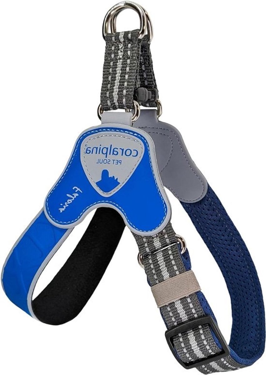 Verstelbaar borstharnas - Hondentuigje - Voor comfortabele wandelingen - Voor vrije beweging - Maat 5 - Blauw