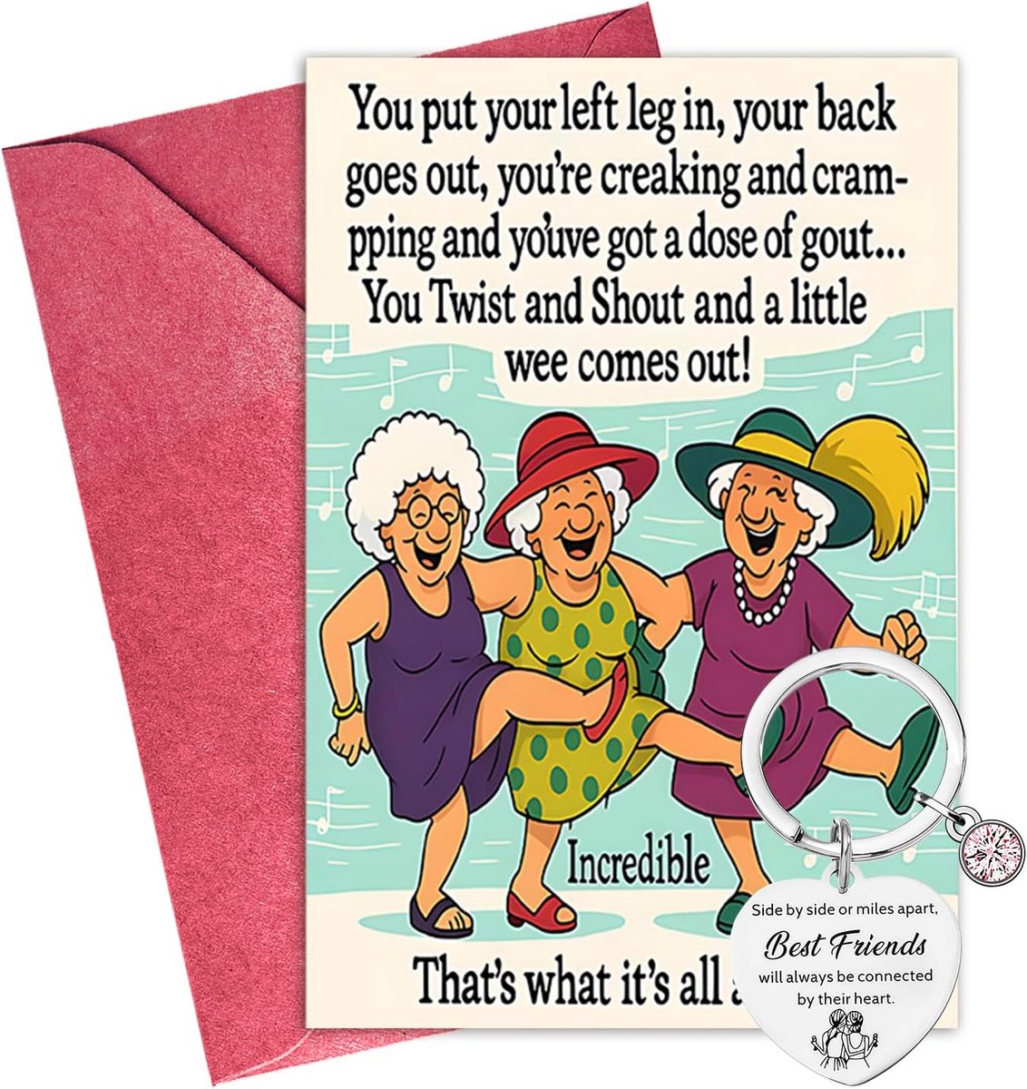 Verjaardagskaart voor Vriendin met Hartvormige Sleutelhanger - Grappige Felicitatiekaart Set - ShopVlot