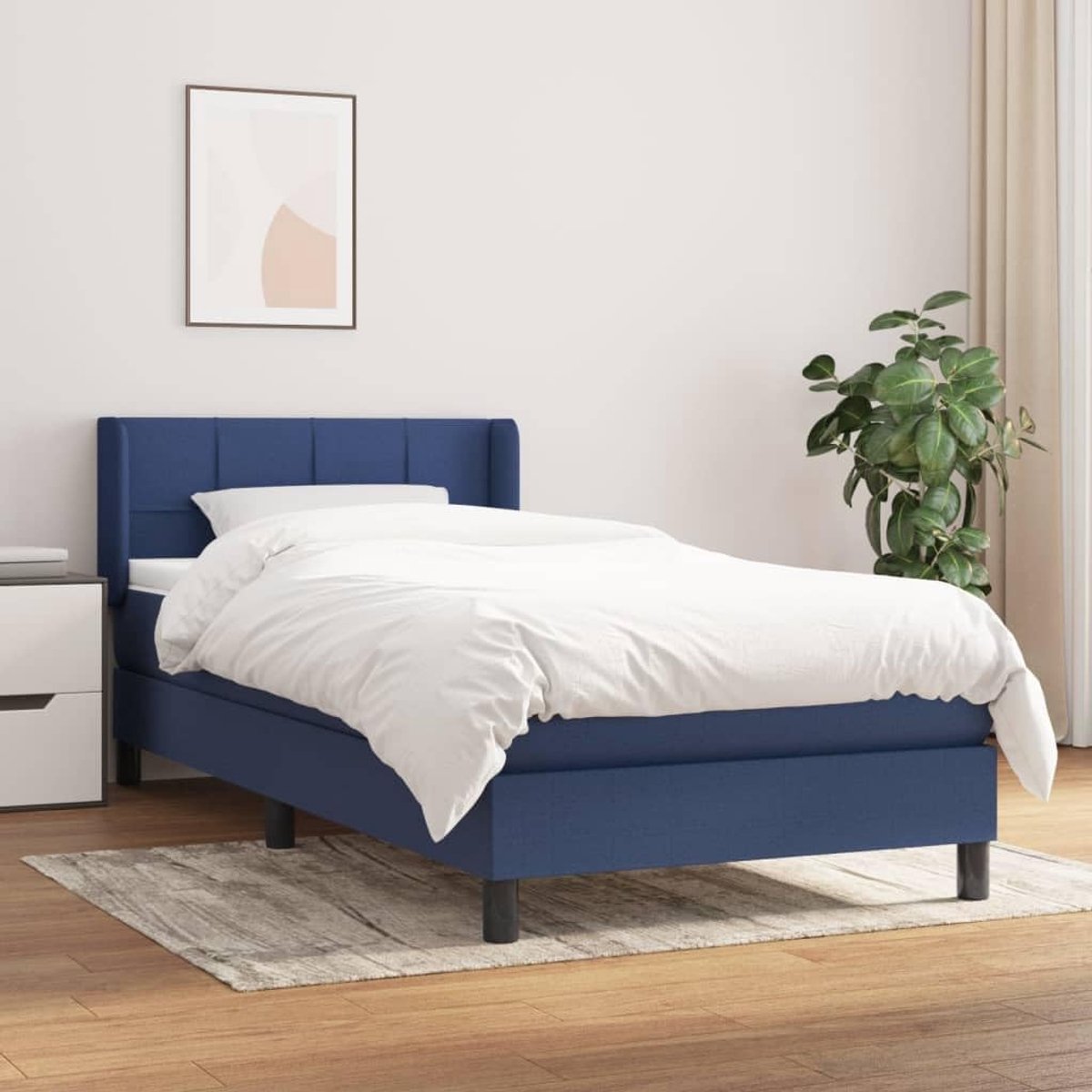 Stof Verstelbaar hoofdbord Pocketvering matras Blauw 80x200 cm