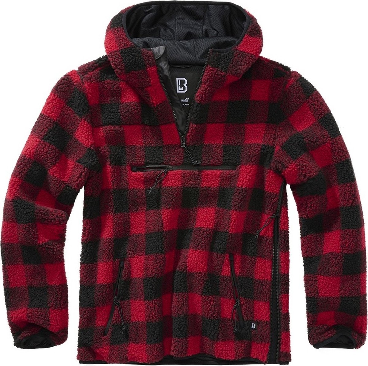 Brandit - Teddyfleece Worker Pullover Jas - L - Rood/Zwart