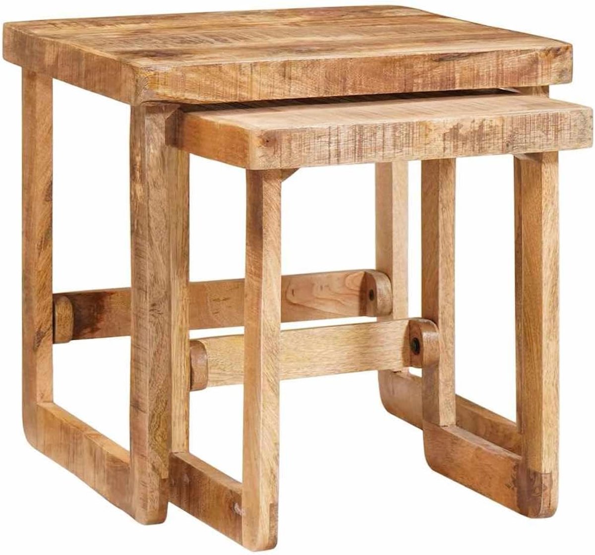 Set van 2 bijzettafels van massief hout mango. 46x46x45 cm