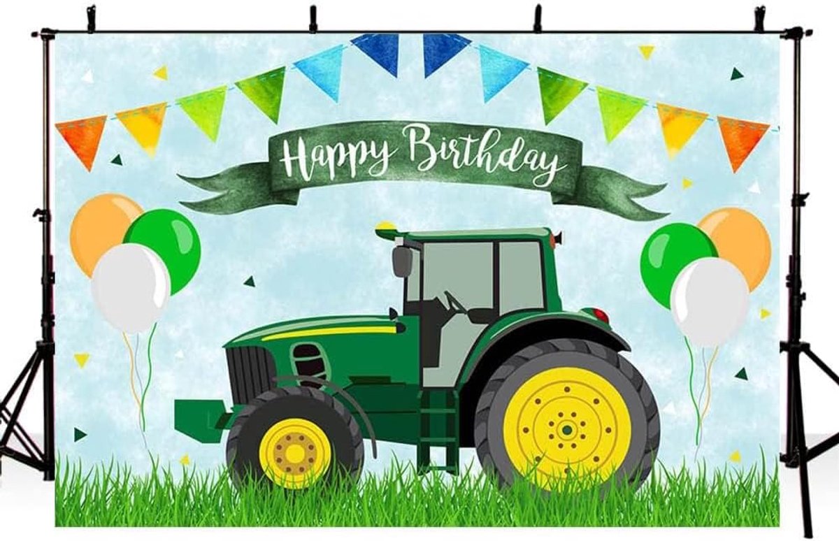 YGCHEN Photo background tractor photo background birthday photography Happy Birthday banner tractor background photo - ShopVlot