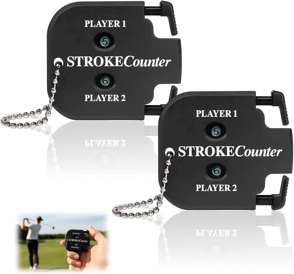 Draagbare mini scoreteller voor golf, ideaal voor 2 spelers, essentieel accessoire voor elke golfer, met handige ketting en handmatige bediening